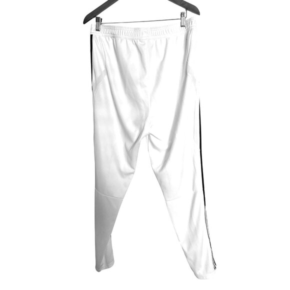 Adidas Mens White Athletic Jogger Pants With Black Stripes Size XL Polyester - Picture 2 of 6